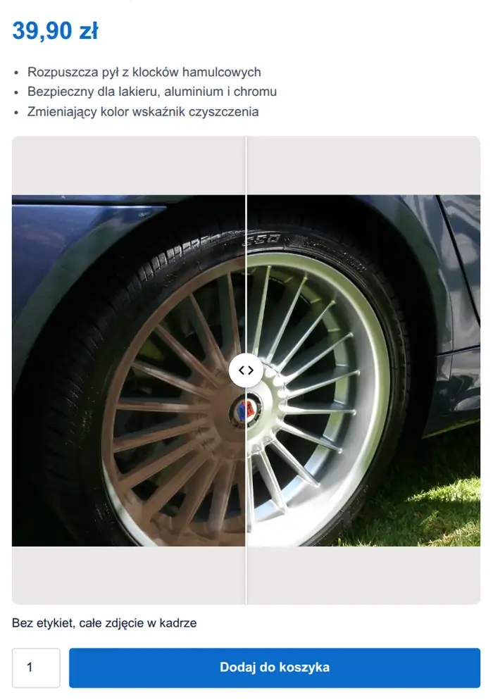 Suwak z felgą bez etykiet, w kwadratowej ramce, z całym zdjęciem w kadrze.